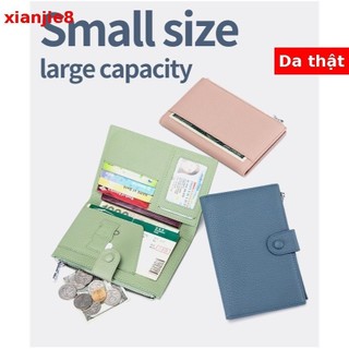 Chính hãng da thật chính hãng rfid siêu mỏng đa năng túi hộ chiếu nữ mới ví đựng vé hộ chiếu tài liệu ví túi bảo quản