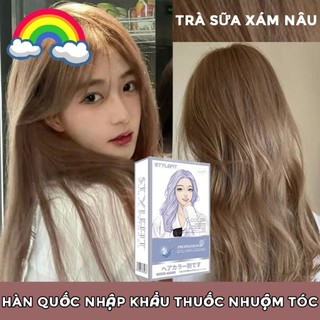  Thuốc nhuộm tóc Trà sữa xám nâu Chiết xuất thực vật không gây hại cho tóc 