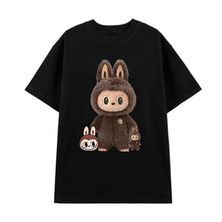 Áo thun LABUBU, Gấu Labubu Nâu with Friends rộng phong cách nam nữ, Cotton 100% 250GSM