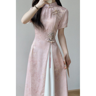 Sườn Xám 2024 mẫu mới Áo dài mới Trung Quốc thiếu nữ trẻ trung cách tân phong cách dân tộc khí chất hàng ngày váy liền thắt eo sườn xám áo dài cách tân sườn xám cách tân váy cổ trang sườn xám trung hoa sường xám áo dài kiểu váy  sườn sám sườn xám dài qua