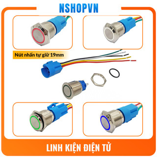 Nút nhấn tự giữ kim loại 19mm xanh dương / màu đỏ /  xanh lá / trắng