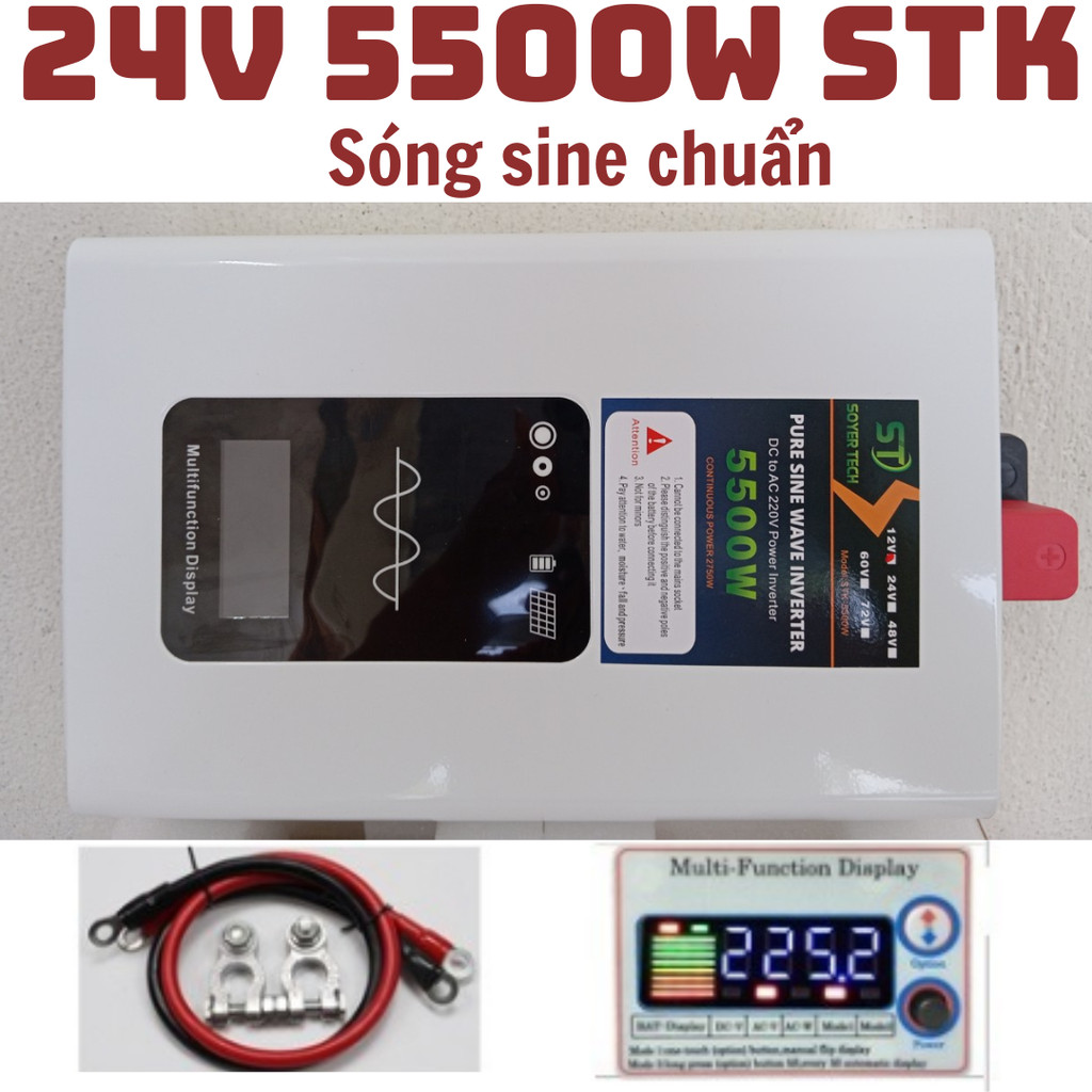 Bộ chuyển đổi điện 24V - 5500W Sin Chuẩn STK- Bộ Đổi Điện 24V sang 220V Sin Chuẩn -PL 24V 5500W STK 