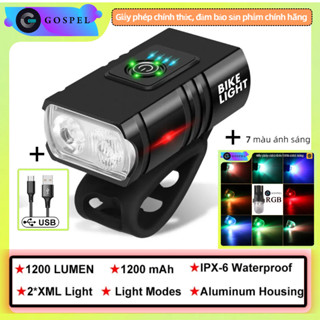 Đèn pha xe đạp LED chống nước T6 10W 1200LM 6 chế độ USB Sạc xe đạp MTB Đèn trước ngoài trời Đèn Flash