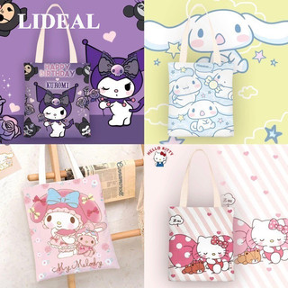 Sanrio Học Sinh Học Tập Túi Vải Túi Tote Hoạt Hình Cinnamoroll Kuromi Melody Canvas Beg Vai Đi Học Túi Nữ