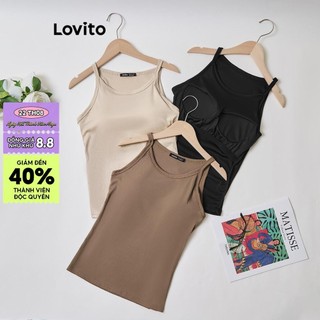 Áo kiểu Lovito màu trơn có mút lót ngực phong cách thể thao dành cho nữ LNL50204