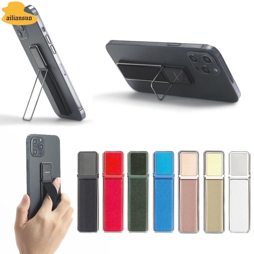 Dây đeo chân đế điện thoại AILIANSUO, Giá đỡ nhẫn điện thoại di động chống mất bằng kim loại, Giá đỡ điện thoại di động có thể gập lại đa chức năng