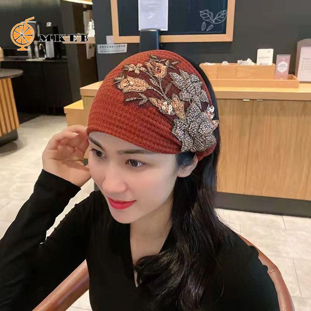 Mkeb Hoa Tóc Vòng Trắng Tóc Hợp Thời Trang Len Hạt Tinh Tế Ngọt Ngào Cho Bé Gái Mũ Trang Điểm Nữ Băng Đô Quấn Tóc