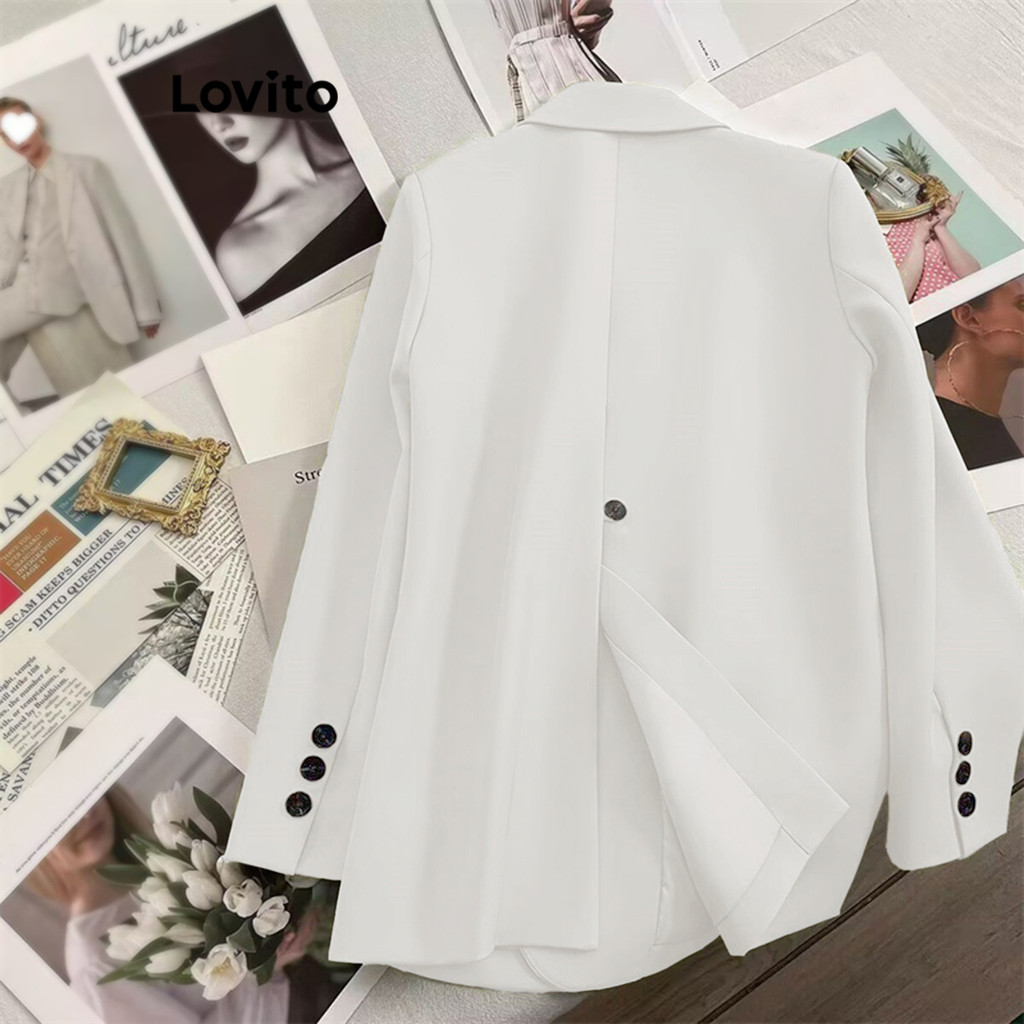 Lovito Áo blazer trơn có nút thanh lịch cho nữ LNL70331