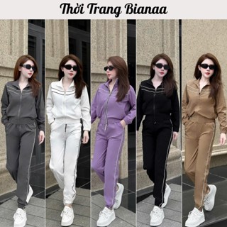 B012 - Set Bộ Gió Bianaa Lụa Nữ Áo Khoác Kém Quần Bo Gấu