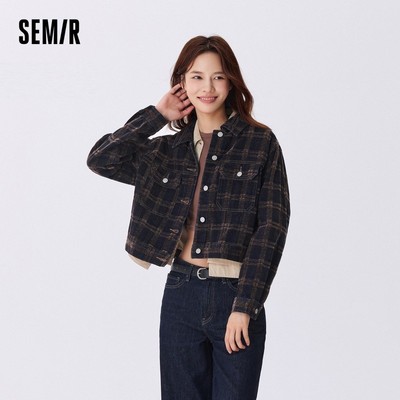 Semir Áo khoác Denim nữ Semir ngắn mùa thu 2024 Áo khoác cổ điển mới Khung nhỏ