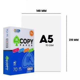 Ream giấy A5 70 gsm IK Copy (500 tờ) - Hàng nhập khẩu Indonesia- Giấy in chất lượng cao