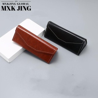  MXKJING Hộp Kính Mát Tam Giác, Kính Mắt Màu Trơn Da PU, Kính Gấp Chống Thấm Nước Bảo Vệ Nam