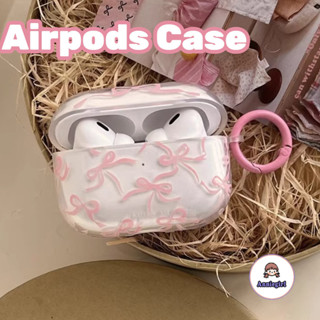 Vỏ tai nghe trong suốt nơ màu hồng nữ tính cho AirPods 1 / 2 / 3 / Pro 2 AirPods 4 Tai nghe không dây Bluetooth chống thất lạc Tai nghe bảo vệ chống trầy xước