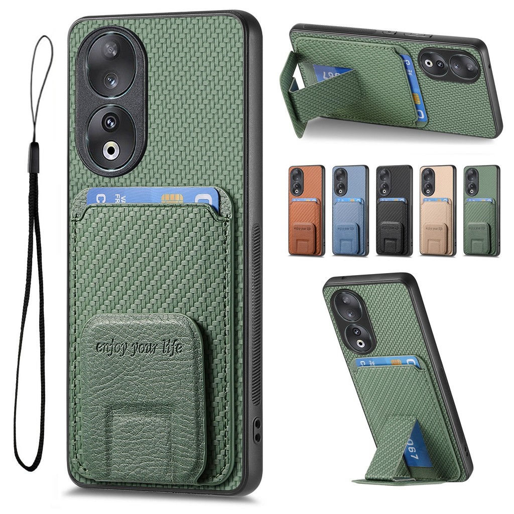 Hộp Đựng Thẻ Điện Thoại Cho Honor 200 pro 200 Lite 90 pro 90 Lite 100 pro 70 pro 50 80 60 Vỏ Điện Thoại Ví Vỏ Sợi Carbon