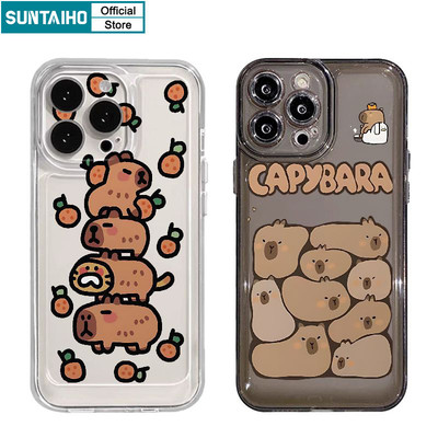 Suntaiho Ngộ nghĩnh Vỏ Dễ Thương Họa Tiết Capybara Ốp Điện Thoại Cho Iphone 16 15 14 13 12 11 Pro Max IP 7 8 Plus Iphon X Xs XR Xs Max TPU Mềm Cao Cấp Chống Sốc Ốp Lưng