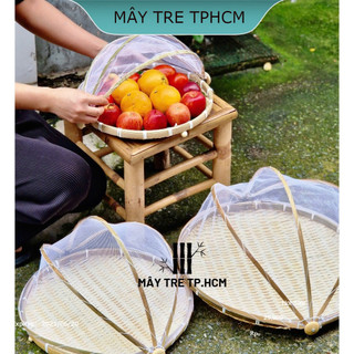 Mẹt tre căng màn, mẹt tre có mùng che đậy tránh côn trùng, 30cm 36cm 42cm