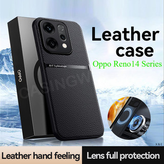  Ốp Da Trơn Sang Trọng Cho Oppo Reno 14 14Pro 14F 13 12 10 11 F Pro + Reno14 F 4G 5G 2025 Từ Tính Chống Sốc Matte PC Cứng Chống Sốc Ốp điện thoại Chống Sốc 