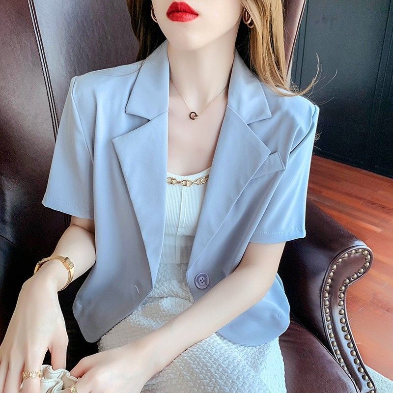 Áo Blazer Ngắn Tay Nhỏ Cho Phụ Nữ Mùa Hè Thiết Kế Mới Mỏng Thời Trang Thoải Mái Áo Blazer Ngắn Người
