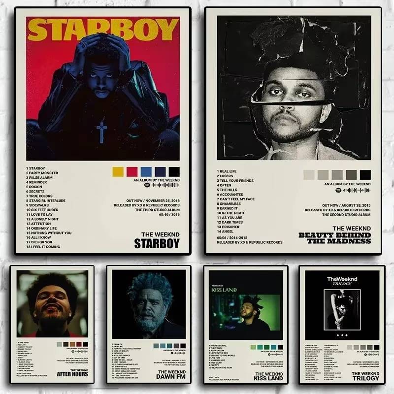 In poster Hip-hop, album nhạc The Weeknd, tranh trang trí nhà cửa, tranh tường phòng khách, tranh canvas, tranh treo quà tặng, phong cách du lịch