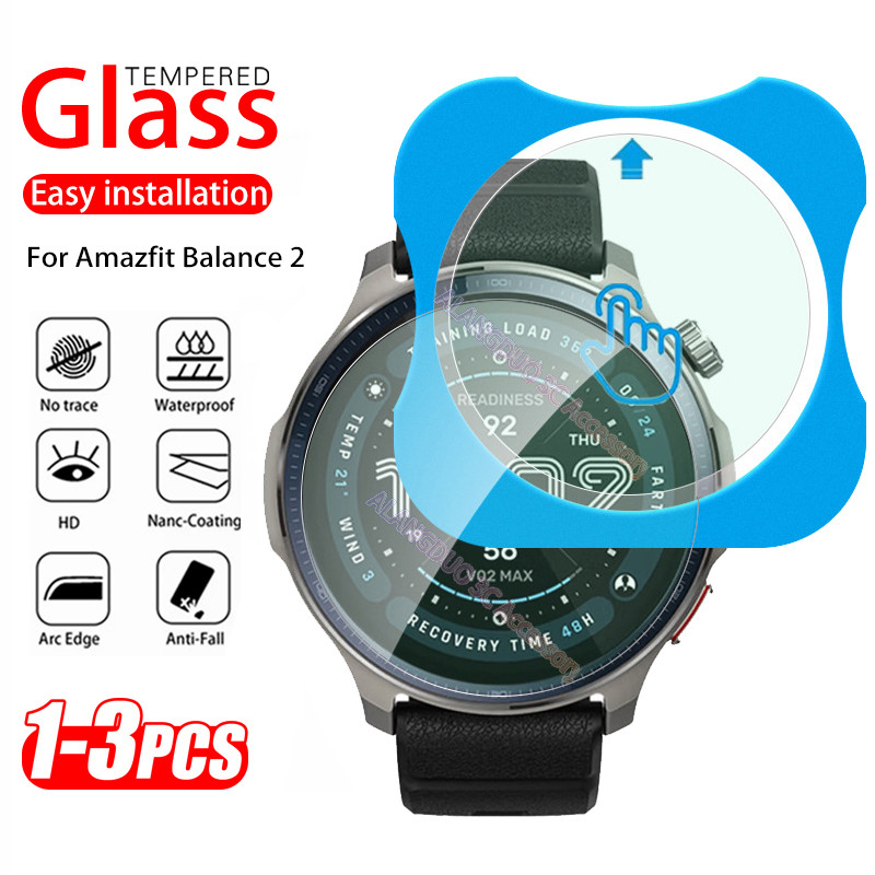 1-3 Chiếc Dễ Dàng Lắp Đặt Kính Cường Lực Cho Amazfit Balance 2 Tấm Bảo Vệ Màn Hình Cao Cấp Cho Đồng 