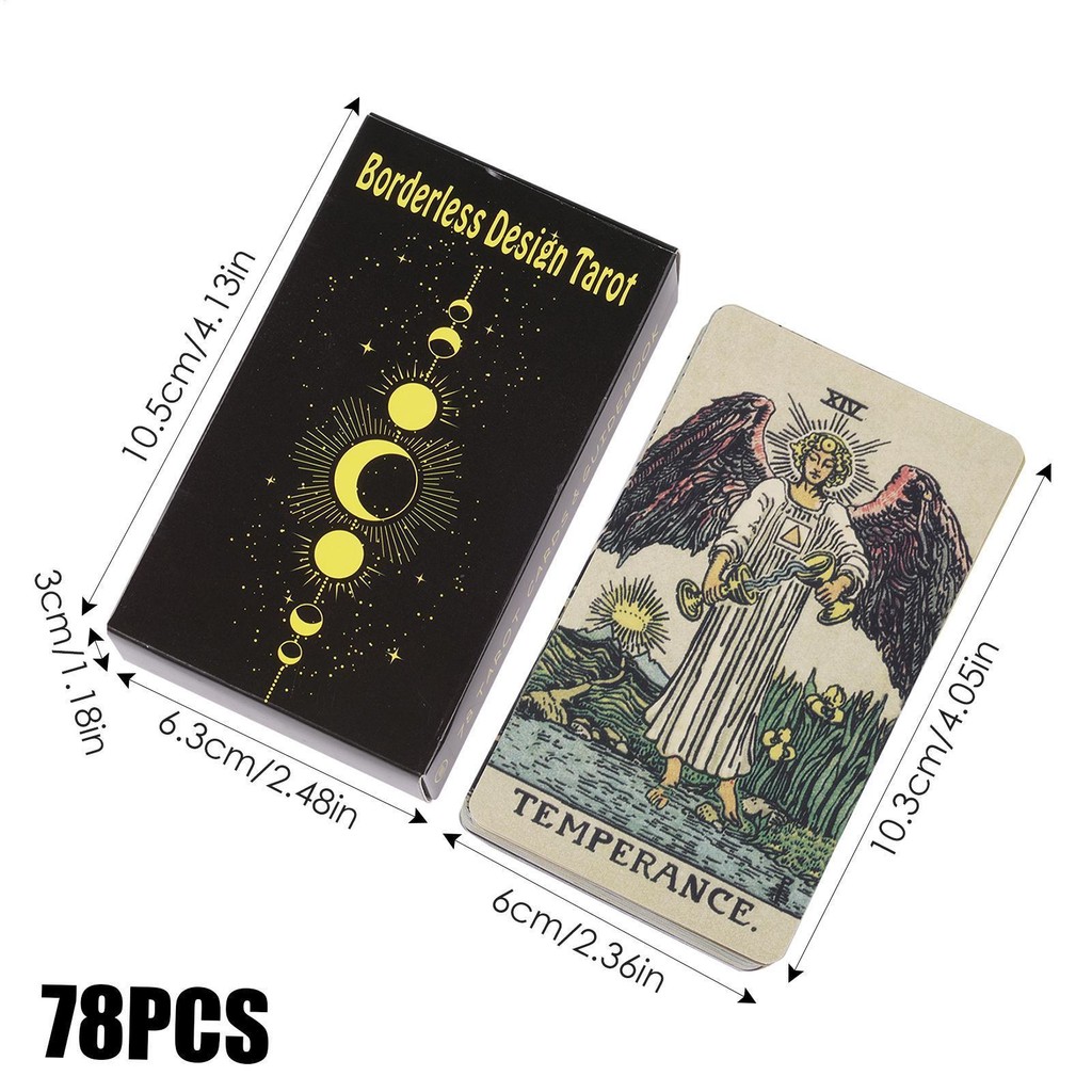 Tarot Oracle Cards 78-Card Borderless Design Tarot Portable Psychological Deck Mysterious Divination