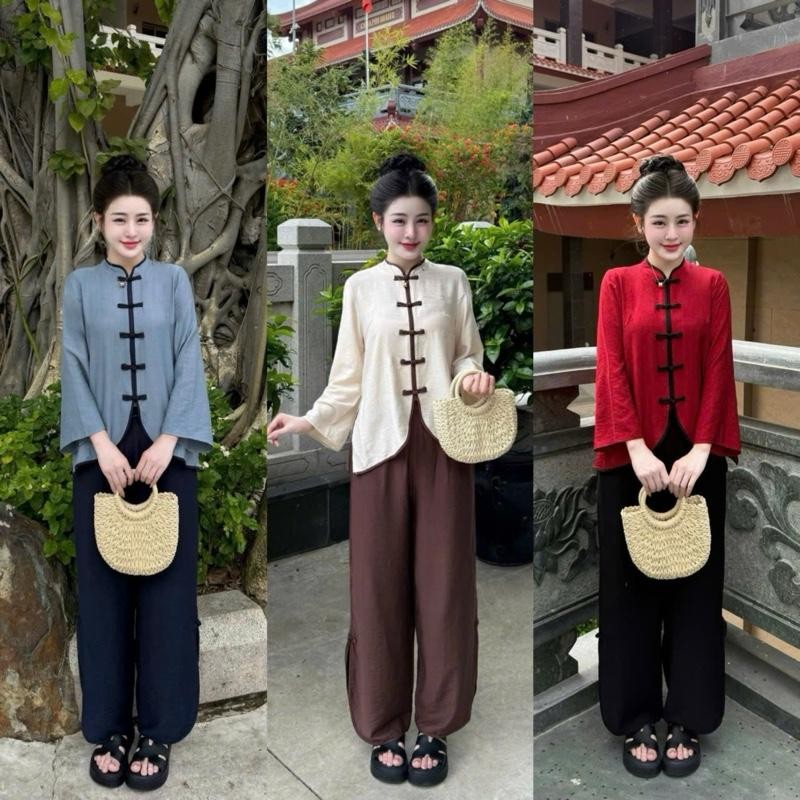 Pháp phục AN AN linen đũi cao cấp mềm mịn rất mát (tặng vòng tay ngẫu nhiên)