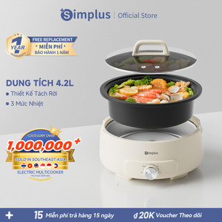 Simplus Nồi Lẩu Điện Đa Năng 4.2L Thiết Kế Tách Rời DHGH002 Lẩu Chiên Xào- Bảo Hành 1 Năm 1 Đổi 1 