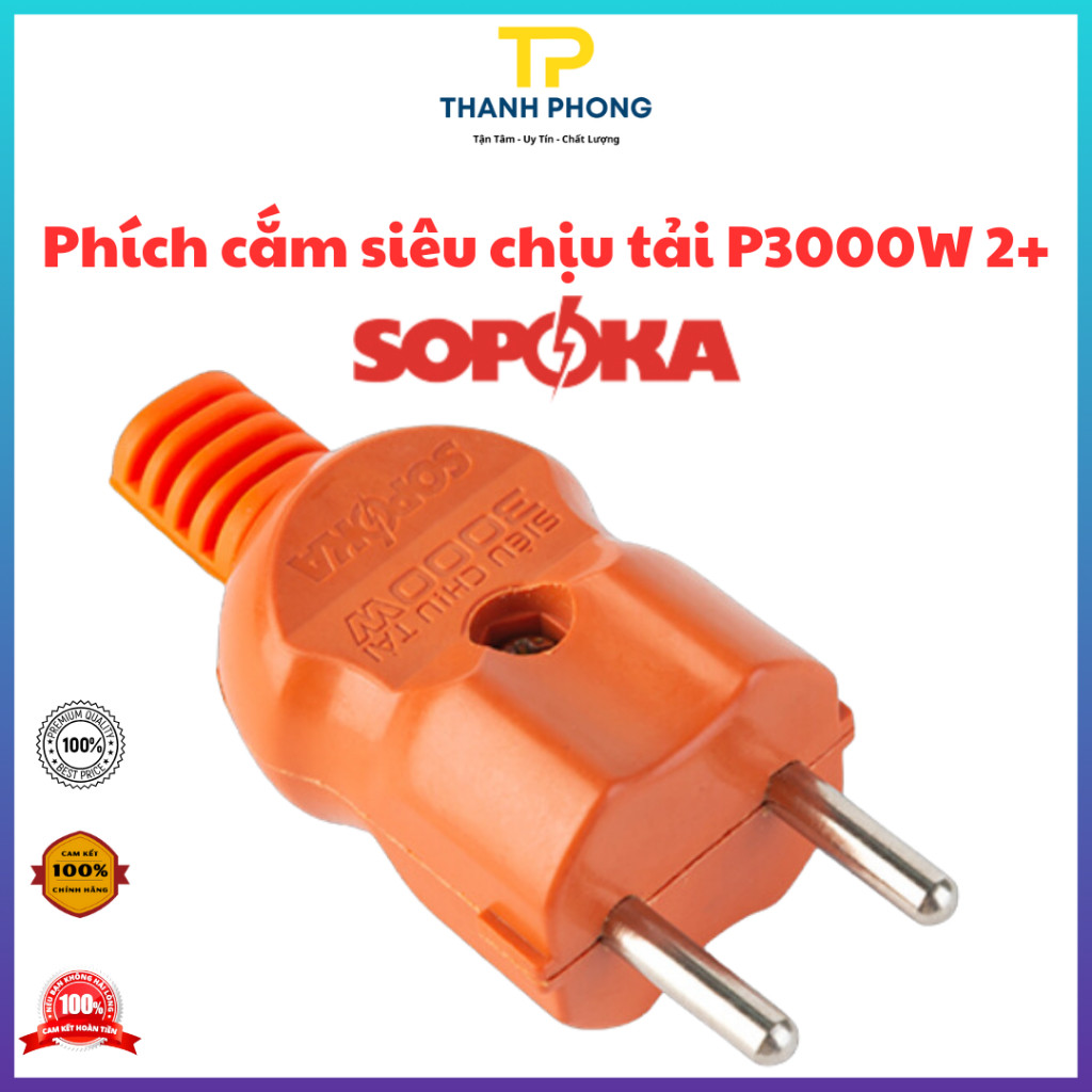 Phích cắm siêu tải SOPOKA P3000W2+ chống vỡ chịu nhiệt chịu tải cao 3000W - HÀNG CHÍNH HÃNG