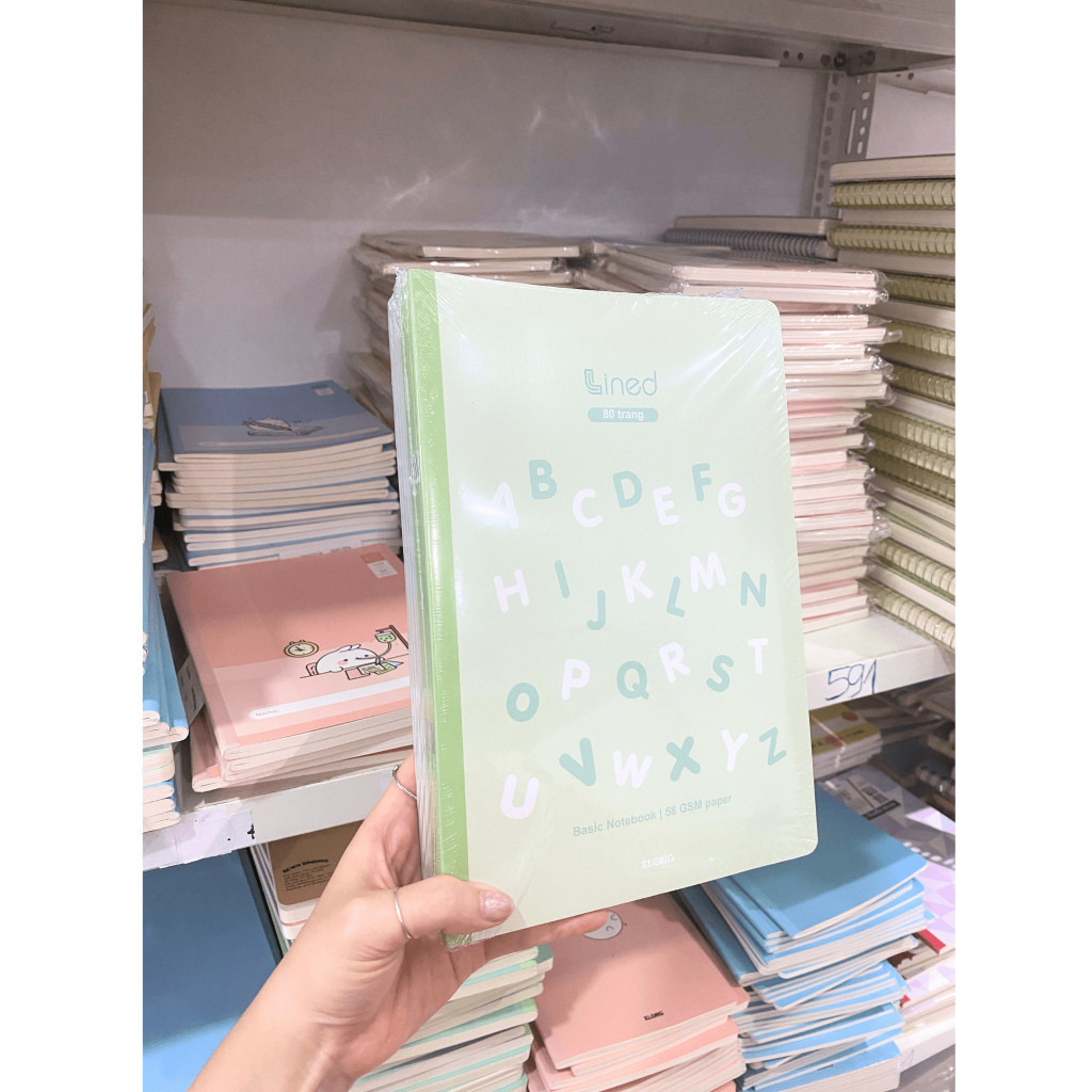 [Lốc ] Vở kẻ ngang Lined KLONG B5 80/120/200 trang 58GSM Sổ dập ghim bìa alphabet MS 815 816 817