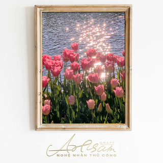  Tranh sơn dầu kỹ thuật số, khổ 40x50cm,hoa tulip