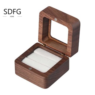 Hộp Nhẫn Hộp Trang Sức Đơn / Đôi Khe Cắm Quà Tặng Đám Cưới Gỗ Trong Suốt Cửa Sổ Trình Bày Hộp