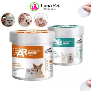  Khăn vệ sinh lau mắt và tai cho chó mèo - Bông vệ sinh tai mắt bẩn cho thú cưng LunaPet 