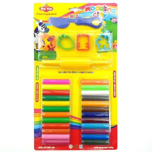 Đất Nặn Rstar 300g 24 Màu Và 6 Dụng Cụ K-T300/24C/6T - R Star