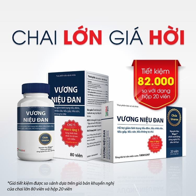 Vương Niệu Đan Thái Minh - Cải thiện tiểu đêm, tiểu nhiều, tiểu són, bàng quang tăng hoạt - Hộp 20 viên & lọ 80 viên