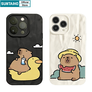 Suntaiho Ốp lưng Iphone Hàn quốc Đẹp Ngộ nghĩnh Dễ Thương Vỏ Capybara Họa Tiết Kỳ Nghỉ Ốp Điện Thoại Silicon Mềm Cao Cấp Chống Sốc Cho Iphone 15 14 12 13 11 Pro Max IP 7 8 Plus Iphon X Xs XR Xs Max Ốp Lưng