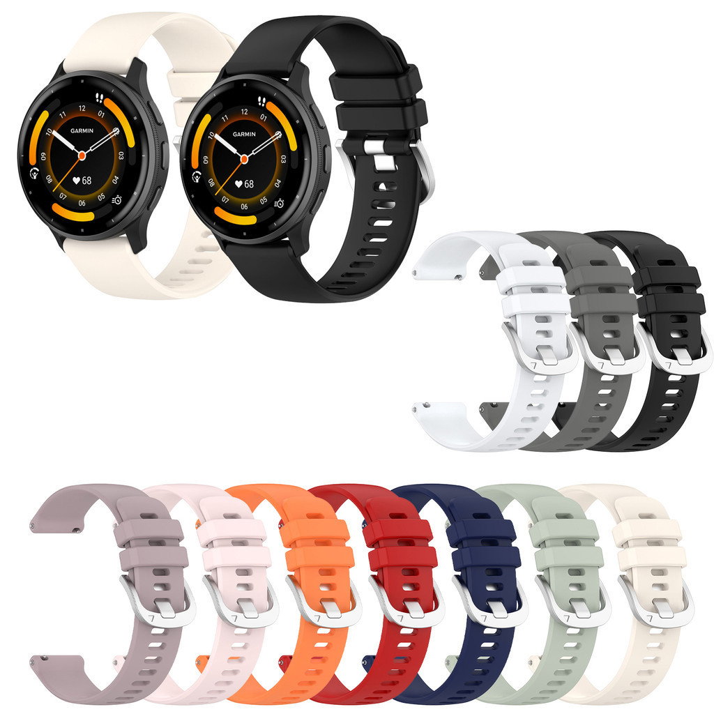 Dây đeo silicon mềm 18MM 22MM cho Garmin Vivoactive 4 4s Venu 2 2s 3 3s Dây đeo thay thế thể thao ch