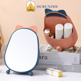 Máy tính để bàn gương trang điểm lưu trữ gấu OURUNZHE có lược