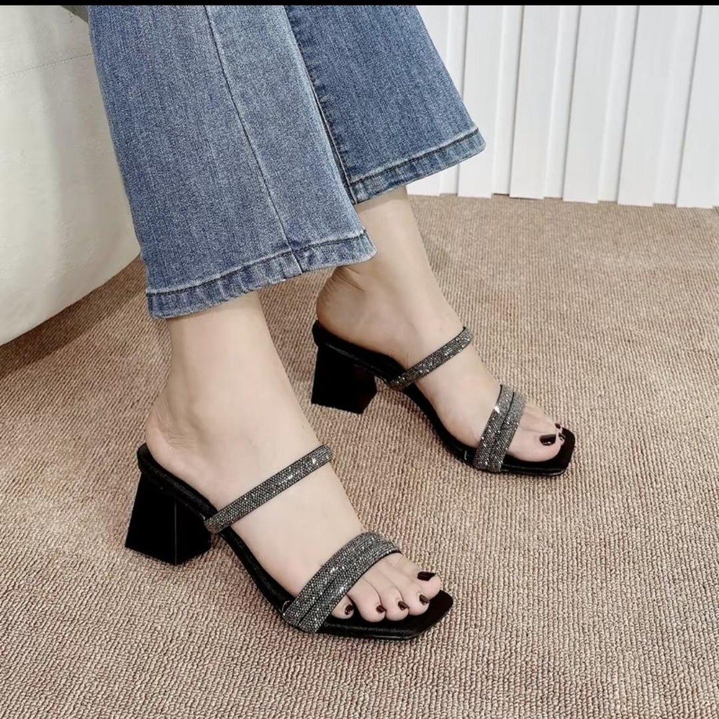 Dép Nữ Cao Gót 7cm Ngọc Trinh Store Si Lụa Bling Vân Si Kim Tuyến _ Mã 043_ L2A. | BigBuy360 - bigbuy360.vn