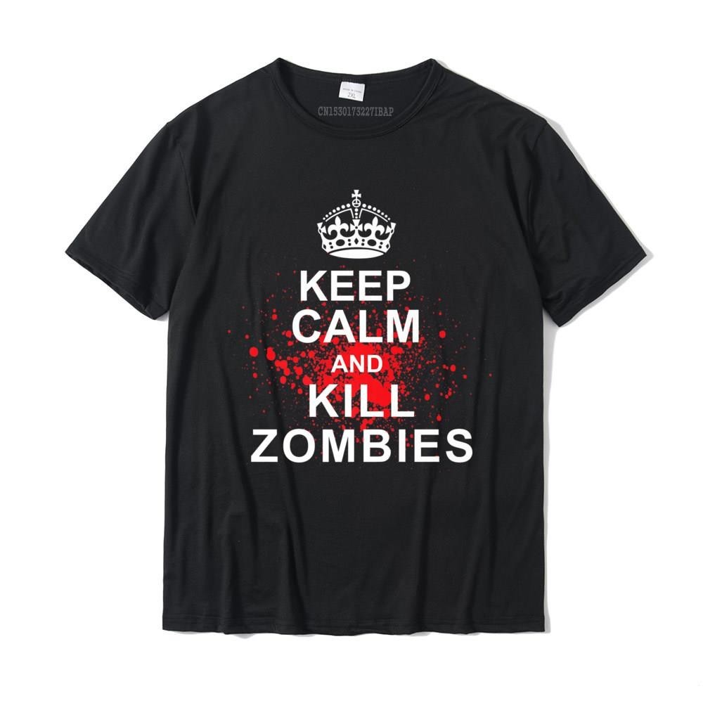 Giữ Bình Tĩnh Và Giết Zombie Ngộ nghĩnh Halloween Zombie Giết Áo Thun Cotton Nam Áo Cổ Điển Áo & Tee