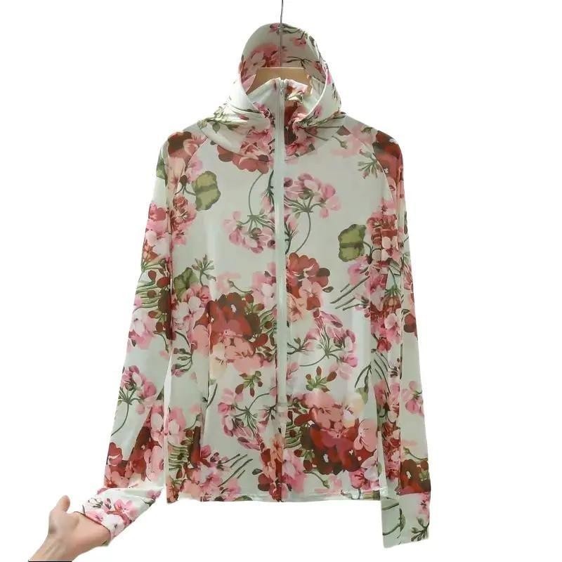 Áo chống nắng form dài thun mát lạnh họa tiết chống tia UV Top mũ chống nắng Sport Sport