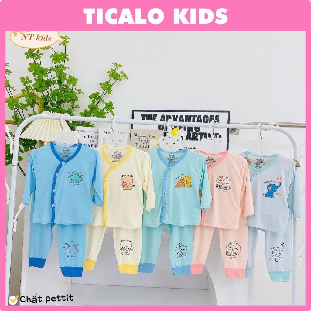 [NT KIDS] Bộ Quần Áo Sơ Sinh Dài Tay Cho Bé - MÀU SẮC - Chất Petit, Mềm Mịn
