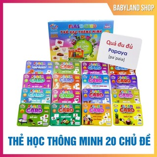 Bộ thẻ học thông minh 20 chủ đề song ngữ loại to 296 thẻ học - bộ thẻ học Glenn Doman
