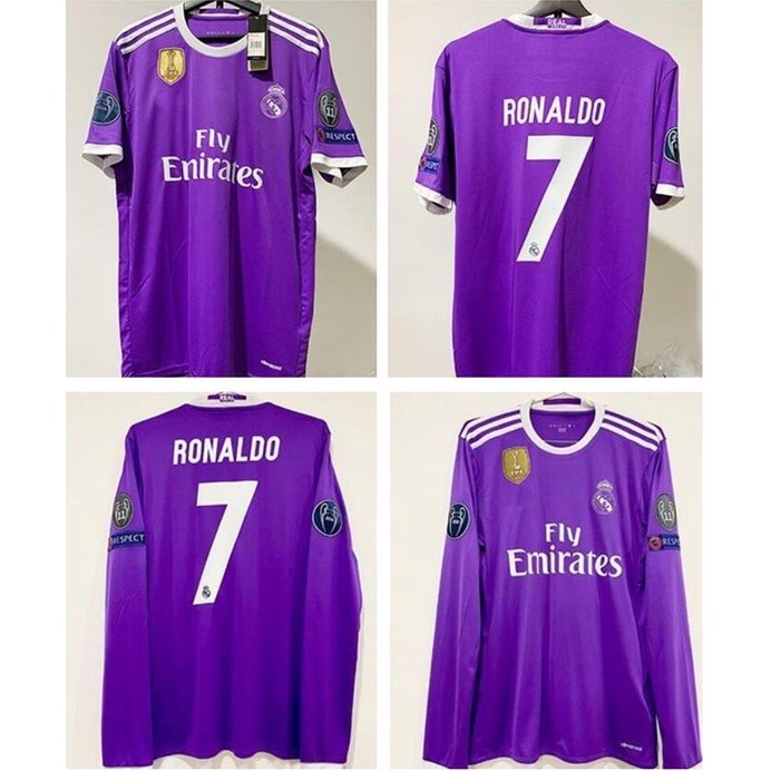 2016 / 2017 Real Madrid Sân Khách Jersey Retro Jersey Bóng Đá 16 / 17 Real Madrid Jersey Tay Dài-JZ
