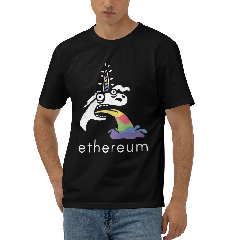 Ethereum Unicorn Eth Tiền tệ kỹ thuật số Dogecoin Áo thun Cotton phổ biến dành cho nam giới