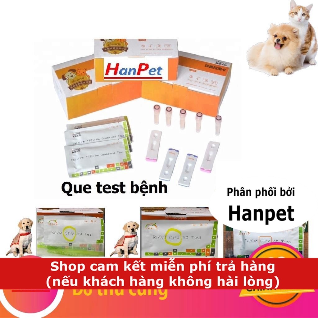 (Hộp 10 bộ kit) Que test bệnh chó mèo PARVO (CPV)  CARE(CDV) FPV cho mèo