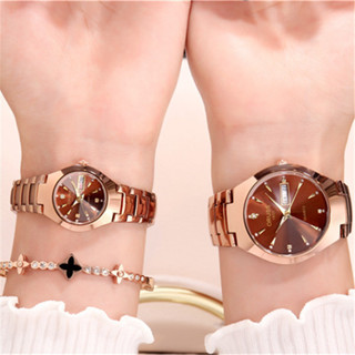 Oruss Original Couple Thép không gỉ Sang trọng Chống nước Lịch kép Đồng hồ Đơn giản Đen Hoa hồng Vàng Dạ quang Thời trang Phiên bản Hàn Quốc Đồng hồ đeo tay thạch anh
