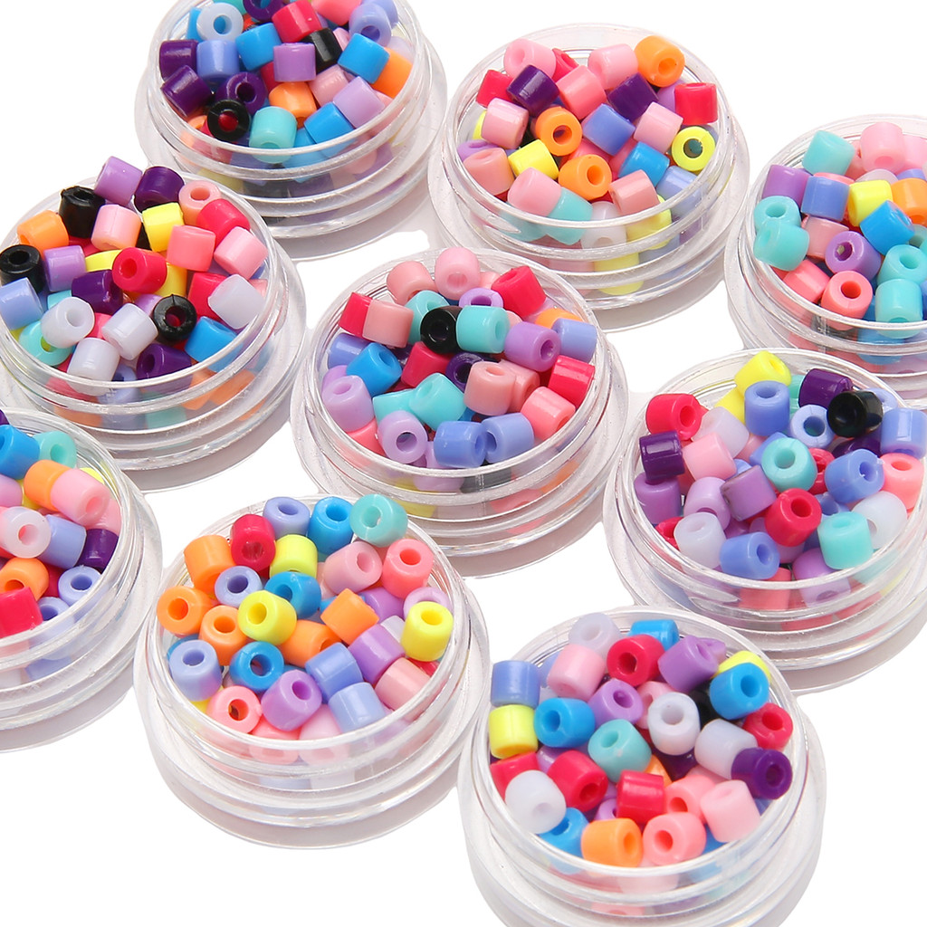 4mm ngẫu nhiên hỗn hợp màu acrylic hạt ống màu trơn cho thủ công DIY phụ kiện thời trang mặt dây chuyền hạt acrylic miếng đệm hạt 10g / túi khoảng 300 miếng