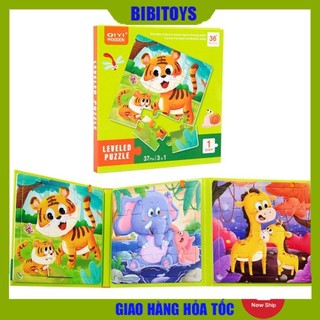Bộ Đồ Chơi Xếp Hình 5 cấp độ bằng gỗ 3 in1 nhiều chủ đề cho bé lựa chọn