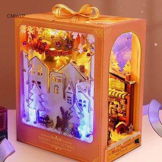 Cminyp Book Nook Kit DIY Nhà thu nhỏ Bộ nhà búp bê dành cho người lớn và thanh thiếu niên Giá sách trang trí Alley Model Xây dựng với đèn LED Quà tặng cho gia đình và bạn bè vinh quang