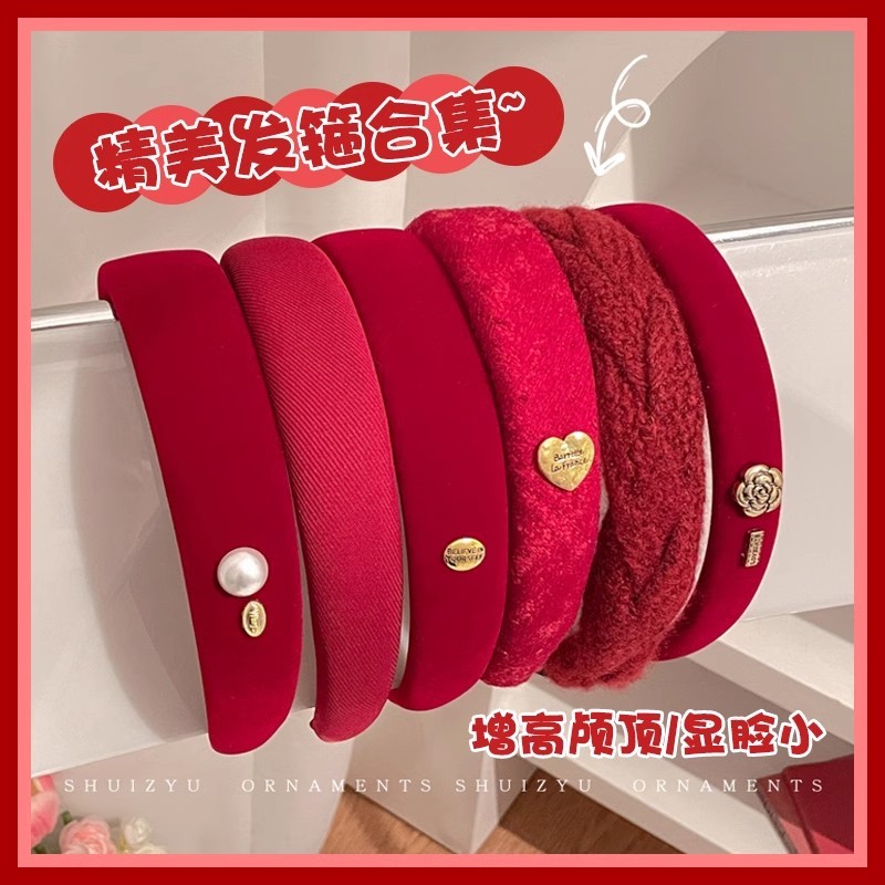 Băng đô nơ đỏ Ankara năm mới Băng đô tóc cao áp đầu lâu ngọt ngào